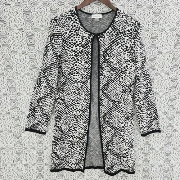 Calvin‎ Klein Pattern Crewneck Long sleeve Sweater Long Cardigan Women's S - Picture 1 of 7